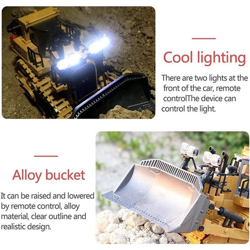 1:24 9CH Multifunctional RC Bulldozer Crawler Type Plastic Shovel Engineering Forklift Heavy Excavator Toy Gifts for Kids
