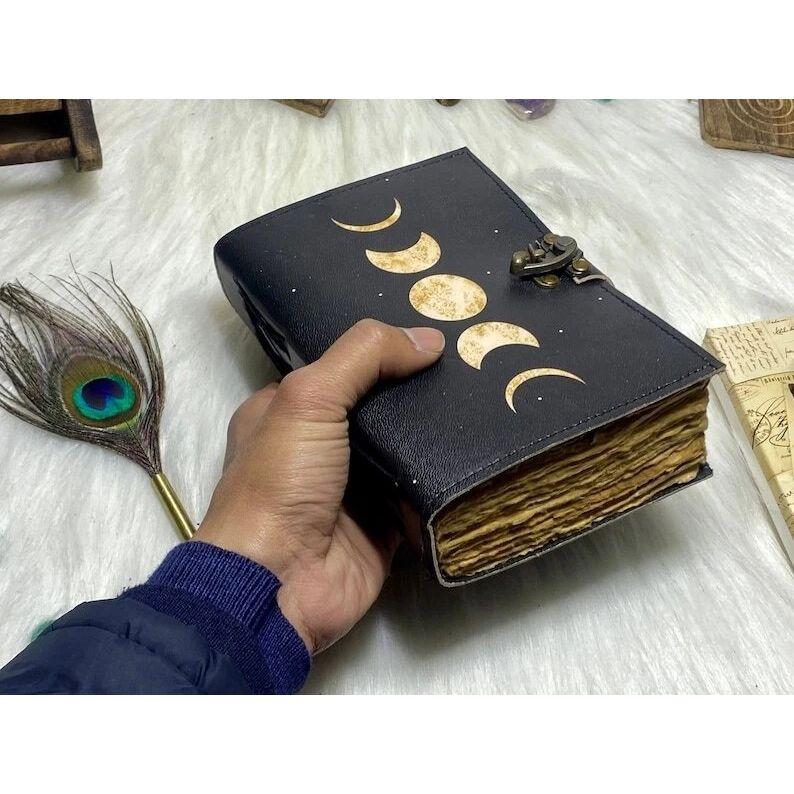 Handmade Leather Moon Phase Journal for Writers Wiccans & Dreamers Diary