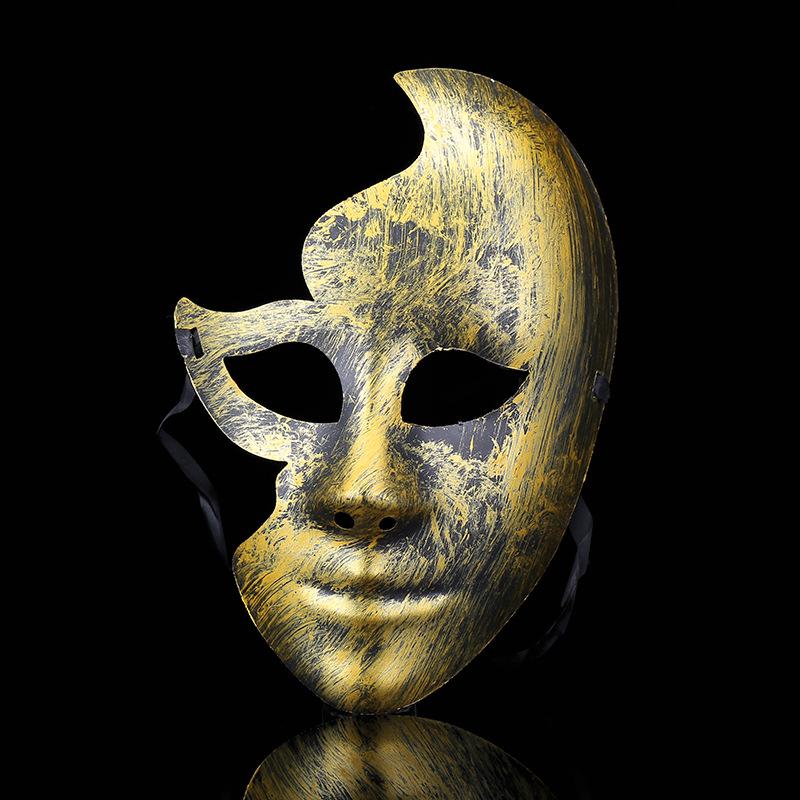 Venetian Style Unisex Masquerade Mask with Antique Gold & Silver Rhinestones