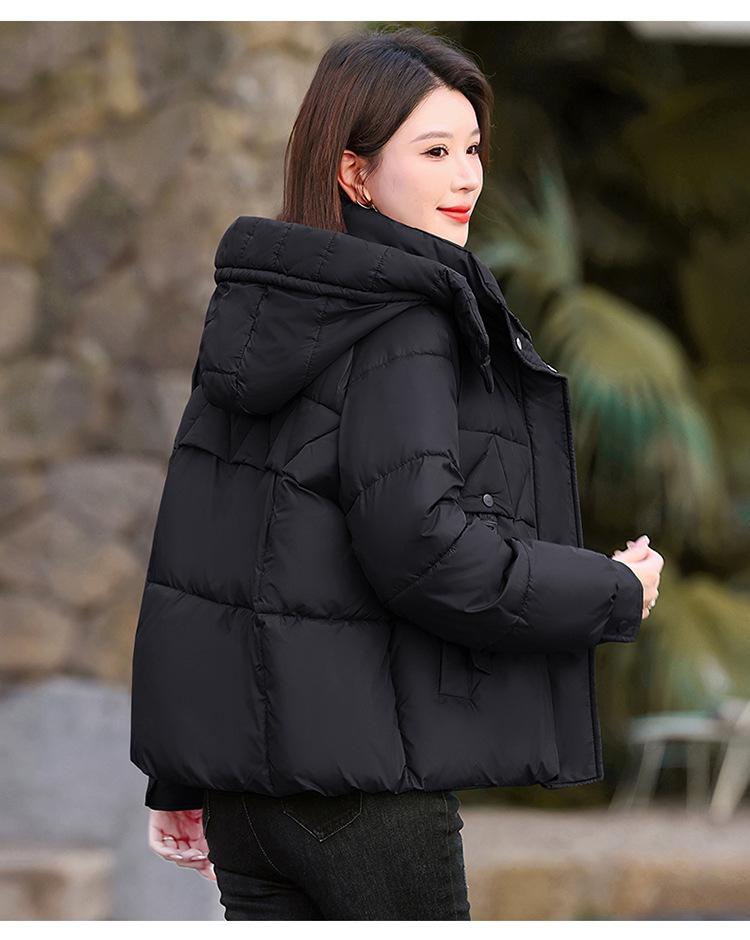 Damen Kurze Kapuzen-Winddichte Dicke Warme Winterjacke mit Quaste