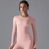 New Double-sided Brushed Solid Color Long Yoga Suit With Long Sleeves, High Elasticity And Breathability For Sports Running