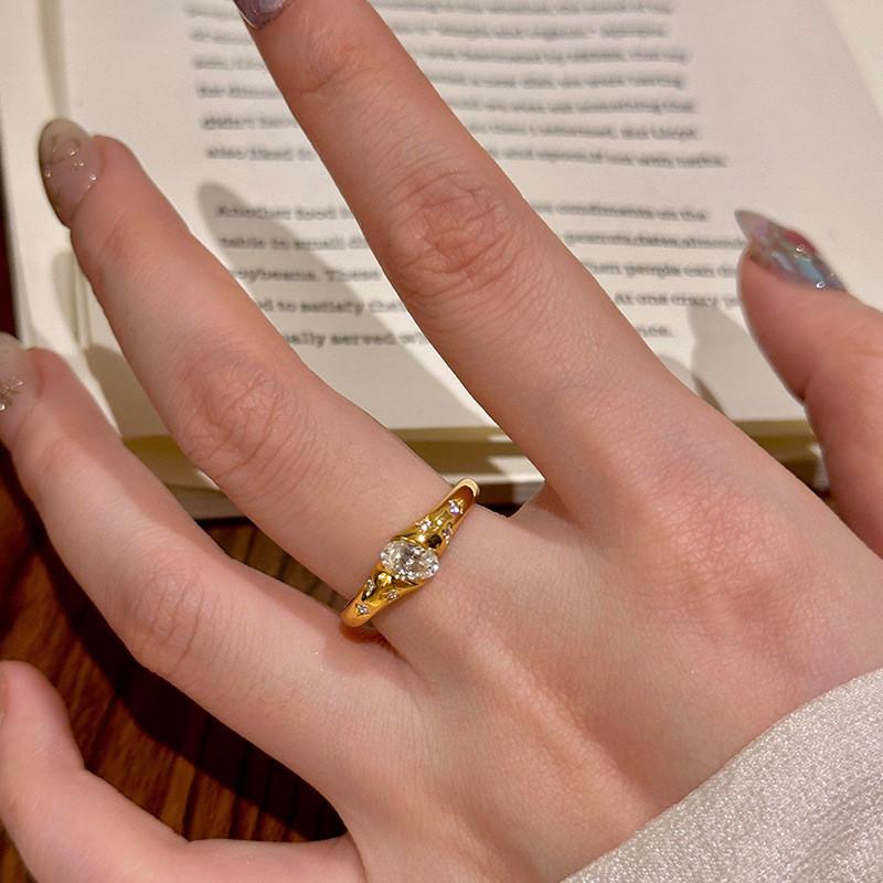 Stylish Vintage Oval Moissanite Egg Ring For Women Unique Adjustable Statement Piece