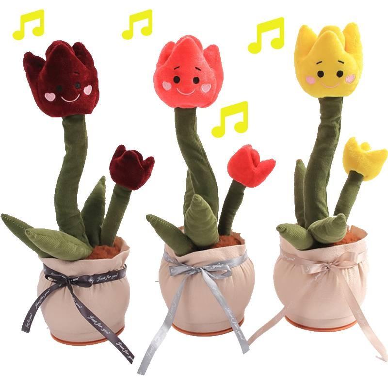 Singing Flower Plush Toy With Dancing Talking Repeating Multifunctional Tulip