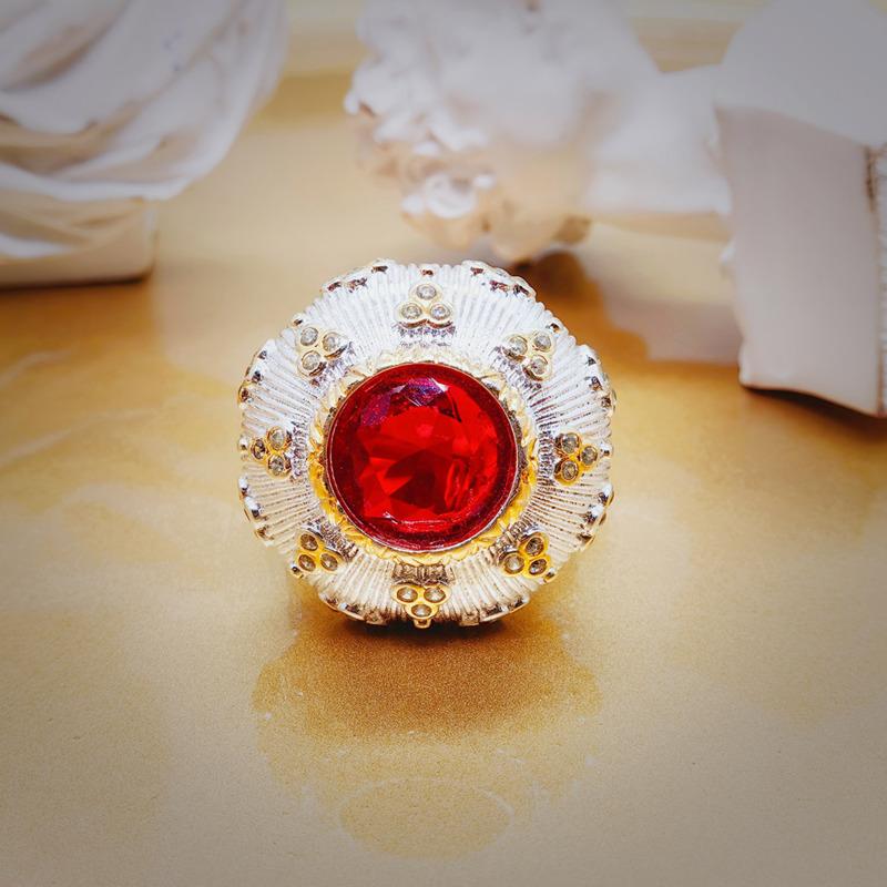 BELLA BOX Italy Bratti Woven Engraved Gold Craft Two-color Gold Ruby Ring Suitable For Women Wedding Banquet Wear
