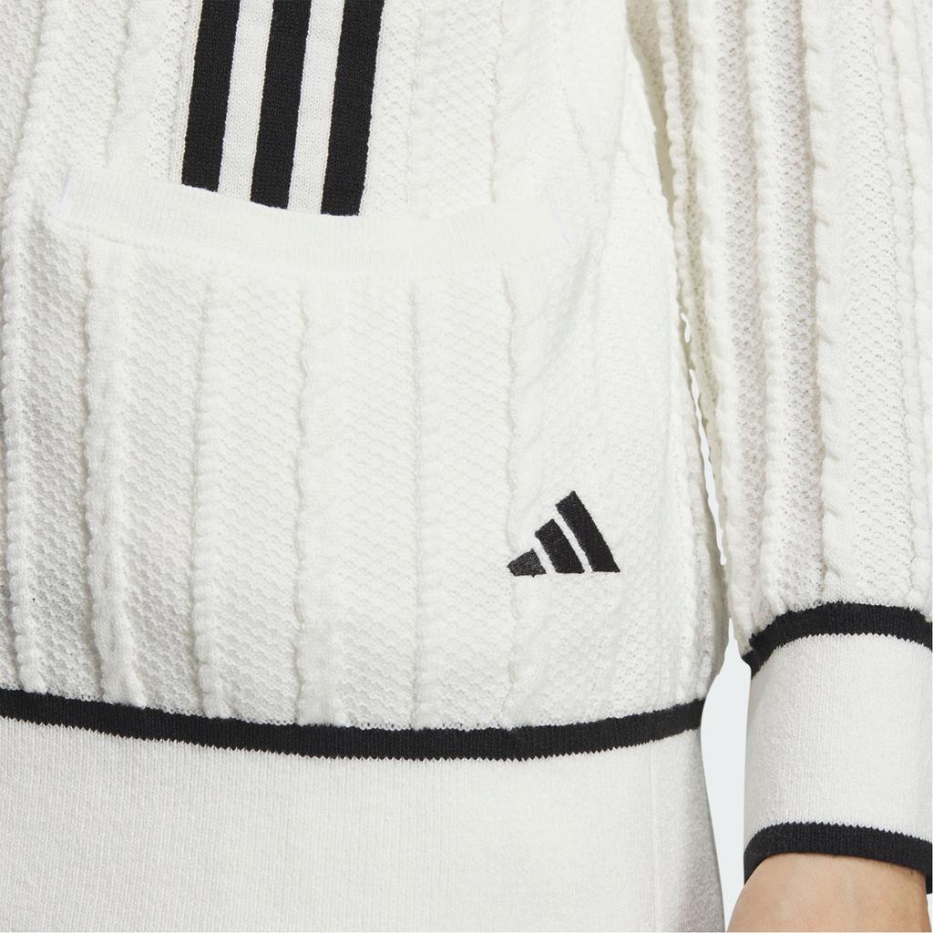 adidas Primeknit Zopfmuster Cardigan Drei Streifen Colorblock Golfpullover Damen Cardigans Weiß IN6624
