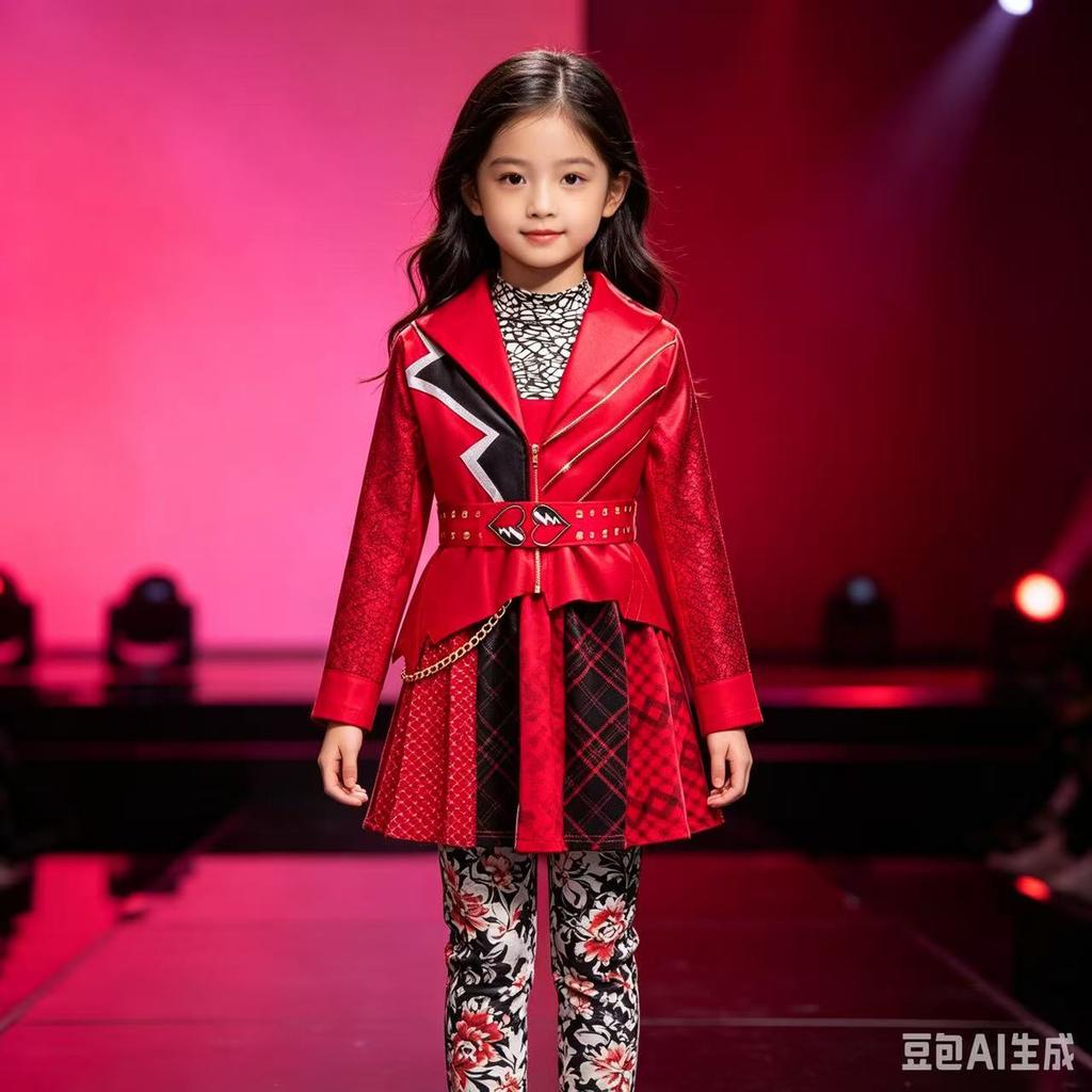 2026 New Hot Descendants Red Kids Dress Set Halloween Stage Performance Costume