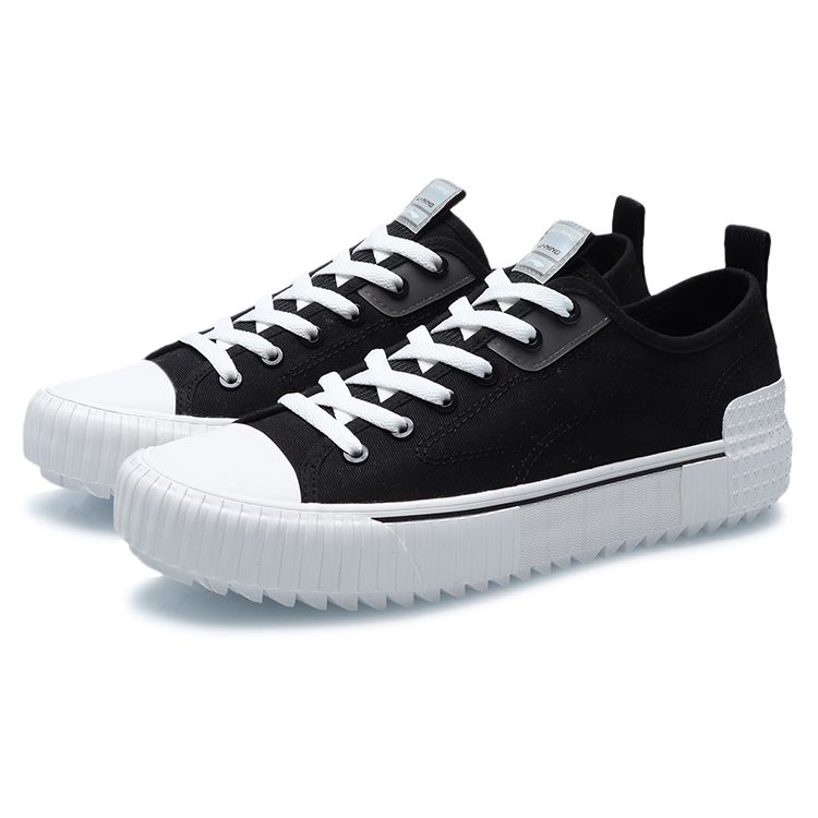 Disney X Li Ning Non-Slip Shock Absorbing Low-Top Skate Shoes Unisex Skate Shoes Black White AGCR177-2