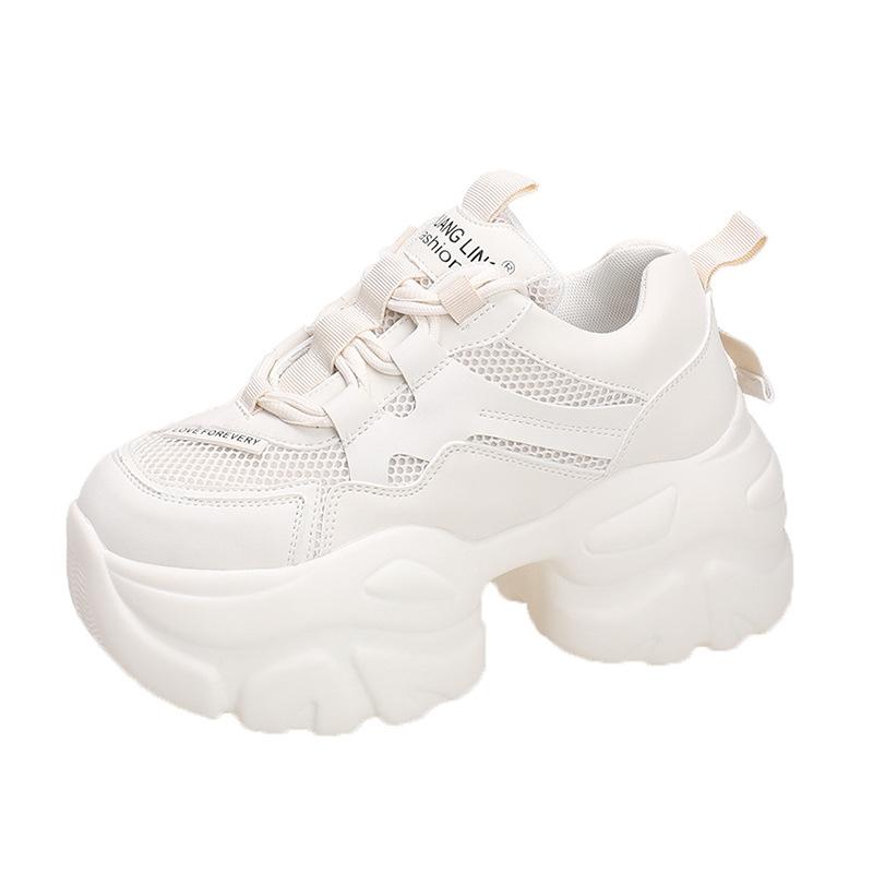 

Dad Shoes Girl 2025 Autumn New Solid Color Lace-Up Mesh Platform Casual Sneakers Comfortable Versatile Women s Shoes Tide 34