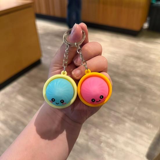 Keychain Steamed Bun Pendant Stress Relief Toy Portable Key Chain with Crisp Clicks