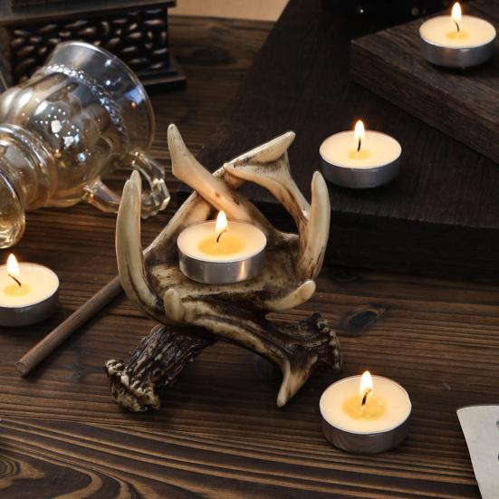 Yousheng Vintage Deer Antler Candle Holder Gothic Antler Tealight Candle Stand Candlestick Table Centerpiece Home Office Desktop Decoration