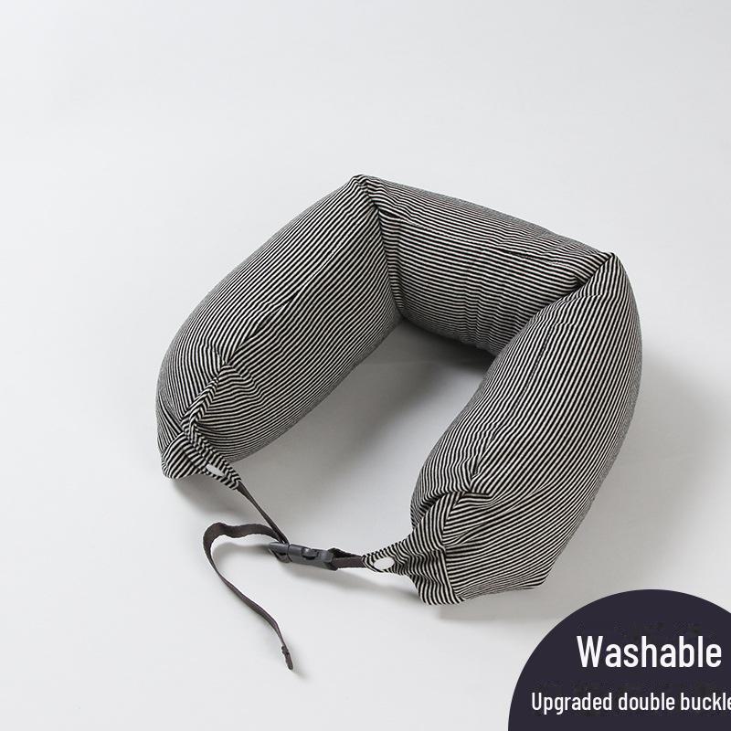 

Многофункциональная дорожная подушка MUJI: U-образная форма, поддержка шеи, полосатая талия, частицы пены, японская цилиндрическая форма. 14*65cm