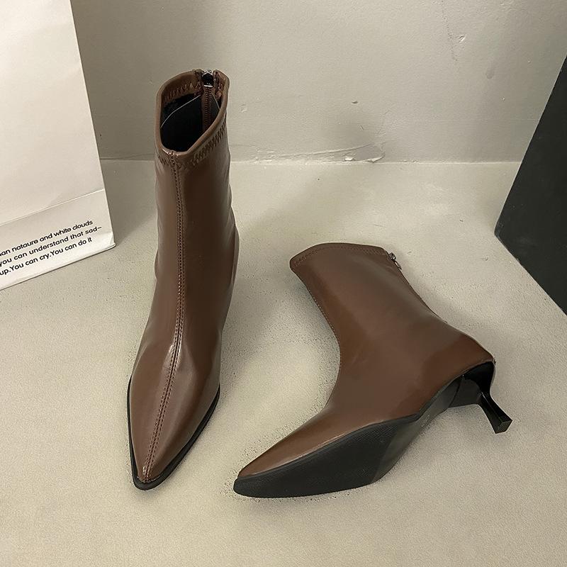 Autumn and Winter New Martin Boots Thin Heel Small Heel High Heel Suede Pointed Fashion Boots Thin Boots Chelsea Boots Short Boots