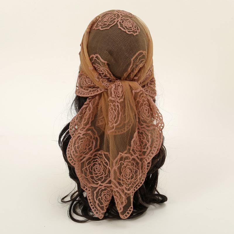 * CM Popular Embroidered Square Scarf Decorative Silk Scarf Fashionable Versatile Rose Bag Headscarf