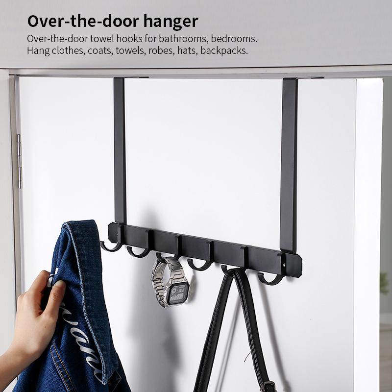 Hotel Household Fittings Metal Door Hanging Clothes Rack Kitchen Solid Black Over the Door Steel Bathroom