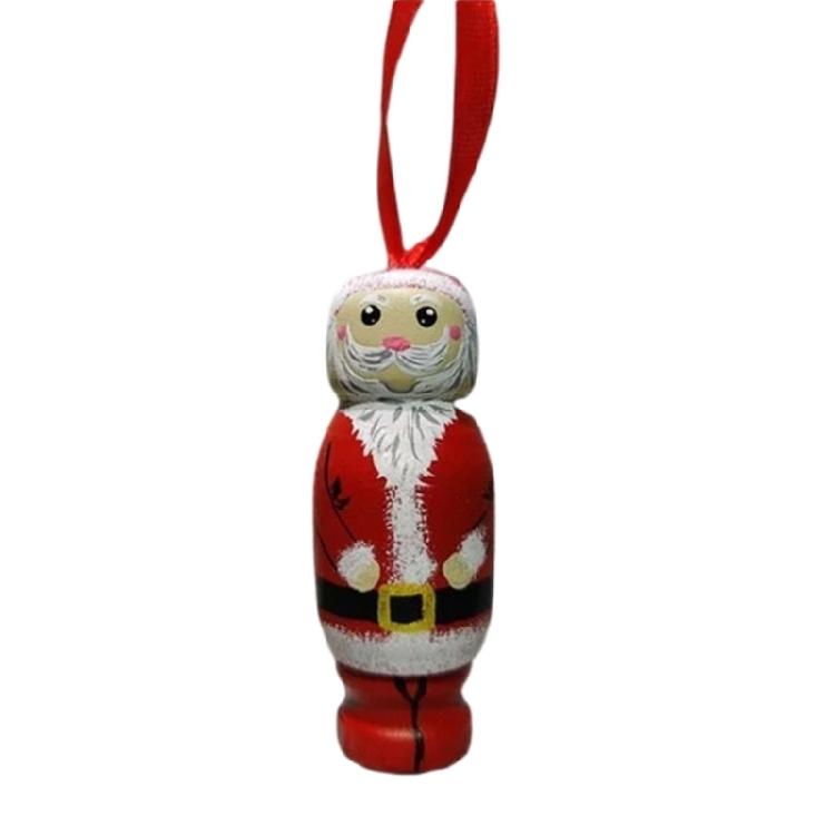 Santa Figure Decoration Christmas Tree Hanging Pendant Hand Painted Wood Adorment Elegant Holiday Season Ornament