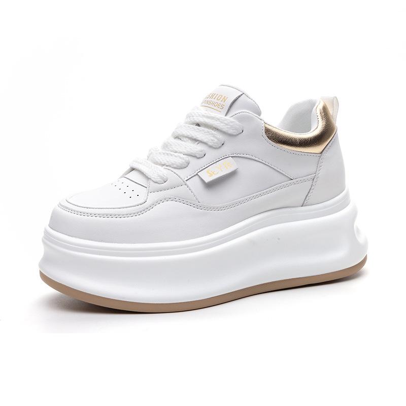 

Маленькие белые туфли, внутренняя высота кожаной поверхности, повседневные студенческие туфли на платформе, танкетка, удобная и модная женская обувь 34