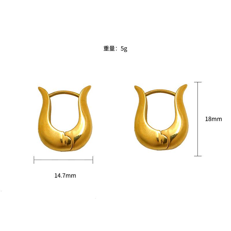 Specially For 18K Square Smooth Titanium Steel Earrings That Do Not Fade, Fashionable Ear Jewelry, High-End Niche