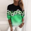 Women's Fashion Casual Long Sleeve Print Round Neck Pullover Sweatshirts Top Blouse