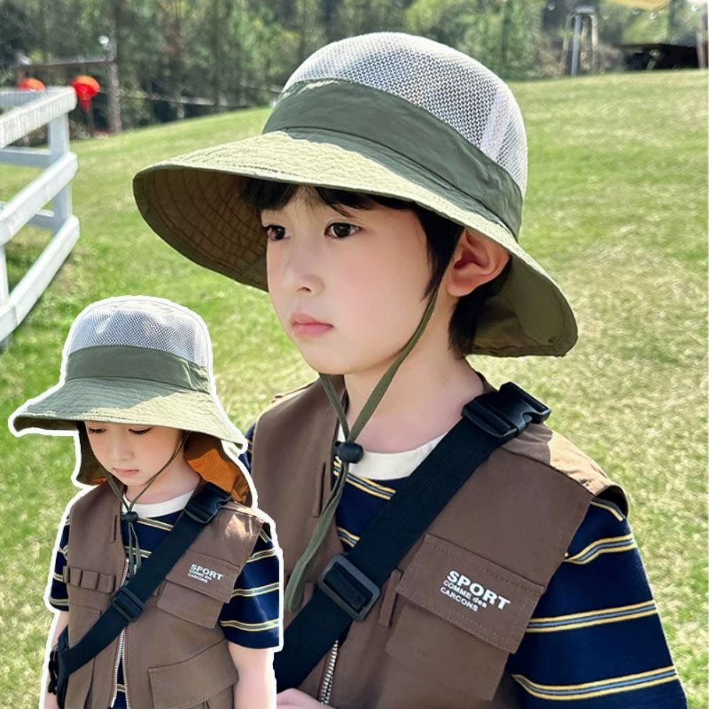 Breathable Kids Shawl Sun Hat Cotton Children Fishman Hat Cute Baby Sun Protection Hat  Boys