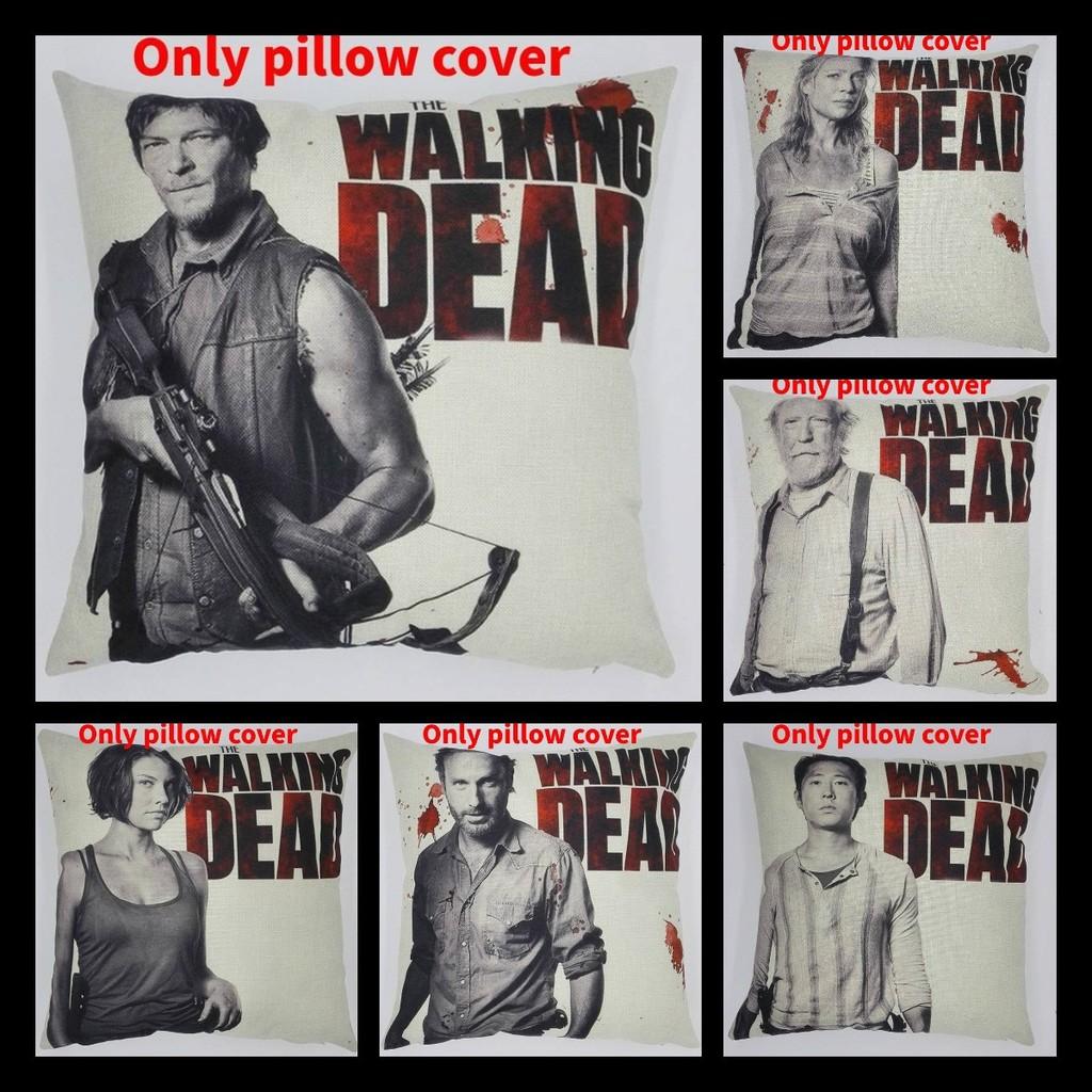 Premium Grey Linen Walking Dead Sofa Pillow Case For Fans Of Zombie Series 45x45cm