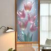 Flowers Window Privacy Film Stained Glass Tulip Butterfly Window Cling Static Glass Sticker for Home Kitchen Office Bathroom