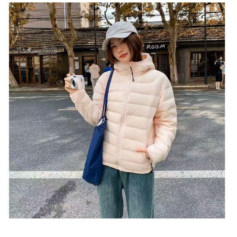 Women's new hooded short cold lightweight thickened padded fluffy warm loose high-quality fabric casual sports cotton clothing