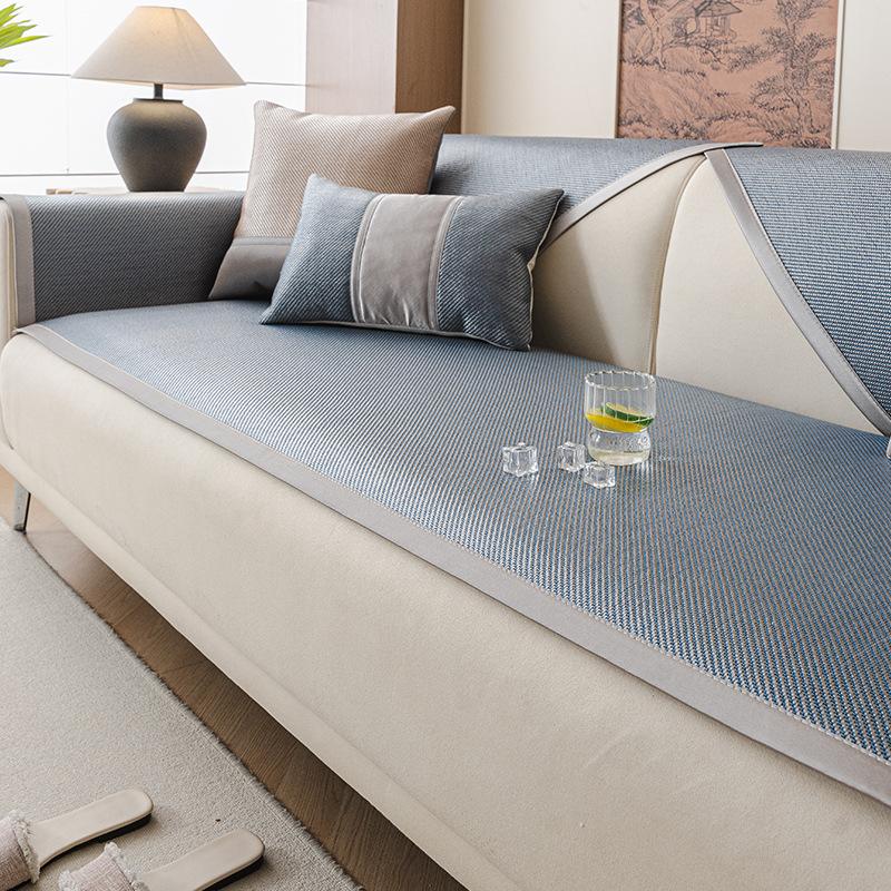 Summer Light Luxury Ice Rattan Mat Sofa Cushion, Summer Ice Silk Sofa Cover  New Non-Slip Cover Cloth Mat Cushion