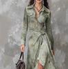 European & American 2025 Early Autumn Niche Designer Long-Sleeved Tie-Dye Women's Dress