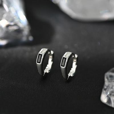 Écouteurs Noirs Simples et Polyvalents Design de Niche Géométrique Boucles d'Oreilles Personnalisées Boucles d'Oreilles pour Femmes