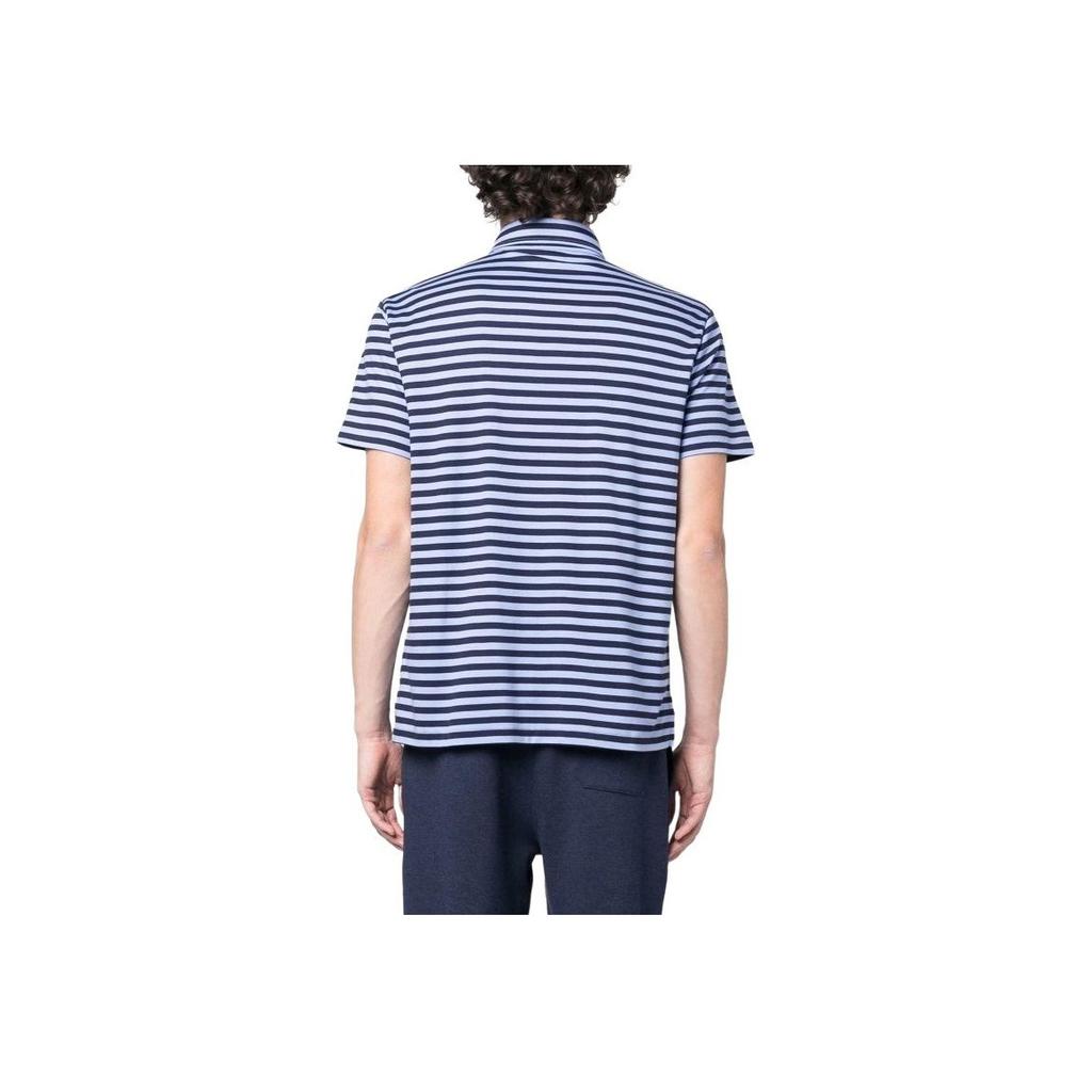 Polo Ralph Lauren Striped Color Block Button Casual Short Sleeve Polo Shirt Men Tops Blue 710899066-003