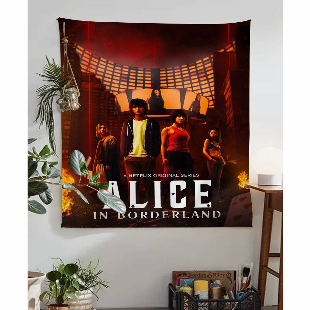 Heißes TV Alice In Borderland Bedruckter Großer Wandteppich Kunst Science-Fiction Zimmer Heimdekoration Dekor Decke