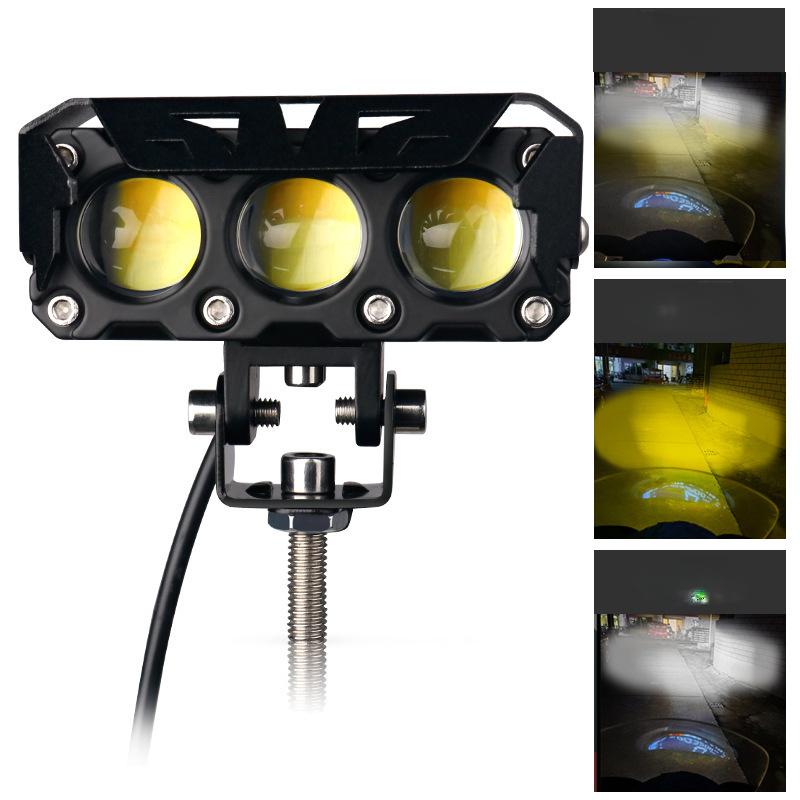 200W Motorcycle LED Spotlights Headlamp Car Headlight Bulbs Auto Lamp Projector Lens Dual Color Spot Fog Work Auxiliary Light
