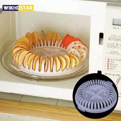 DIY Low Calories Microwave Oven Fat Potato Chips Maker Apple Fruit Potato Crisp Chip Slicer Snack Maker Set Tray Kitchen Tool