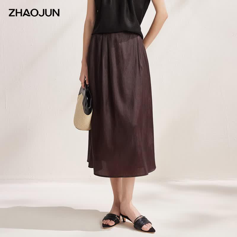 Zhaojun Mulberry Silk A-Line Midi Skirt 3XL