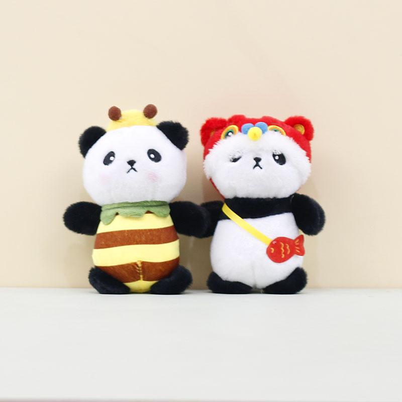 Charming Bee Panda Plush Keychain Adorable Panda Stuffed Toy Bag Pendant