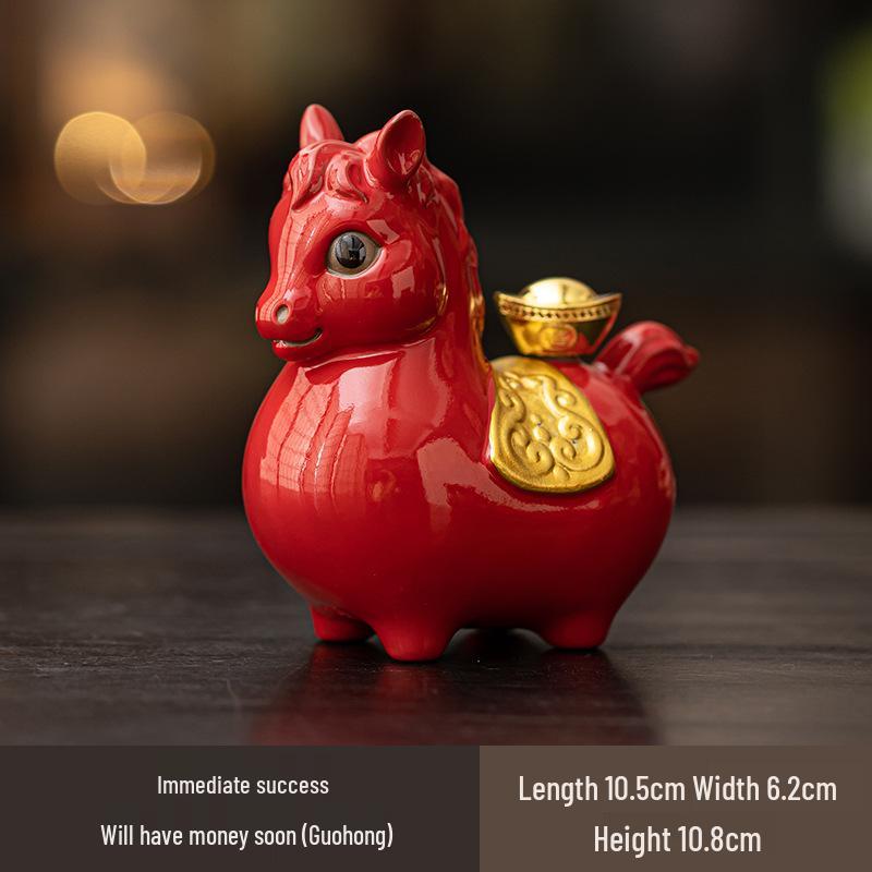 

Year of the Horse Zodiac Desk Ornament: Fun Money Transfer Decor for Home or Office