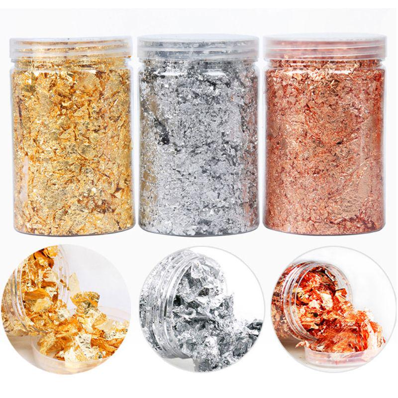 3Box Gold Leaf Flakes Foil Paper Nail Art Sequin Epoxy Resin Filling Silver Foil Paper Copper Foil Sequins DIY Nail Jewelry