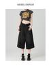 Women's Summer 2025 Light Blue High Waist Wide-Leg Denim Shorts