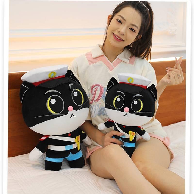 Adorable Black Cat Plush Toy Soft Cuddly Pillow Gift For Girls And Kids