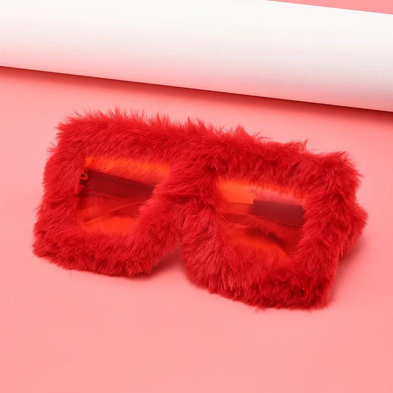 

Fashionable New Fashion Soft Full Plush Sunglasses ladies For Men Y2K Fur Velvet Pink Sun Glasses Luxury Designer Punk Party Eyeglasses