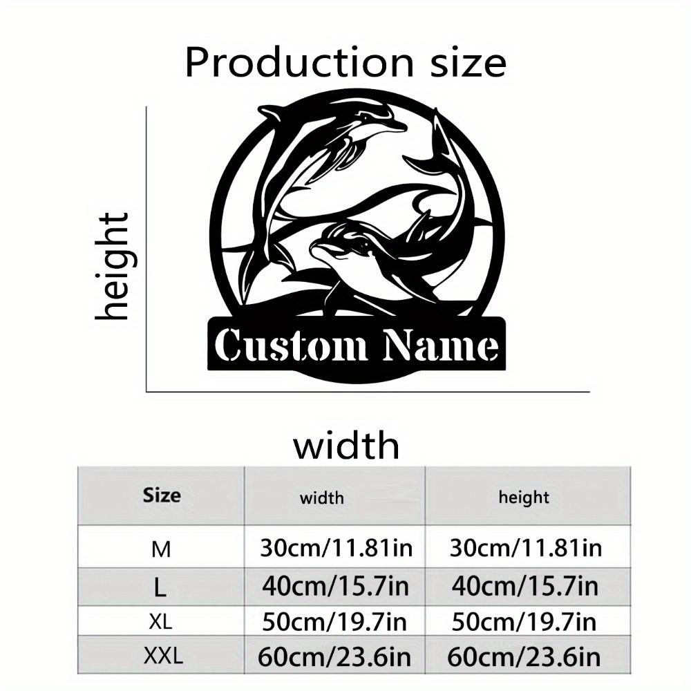Personalizable Dolphin Metal Wall Sign, Custom Home Garden Decor, Outdoor Party Holiday Gift