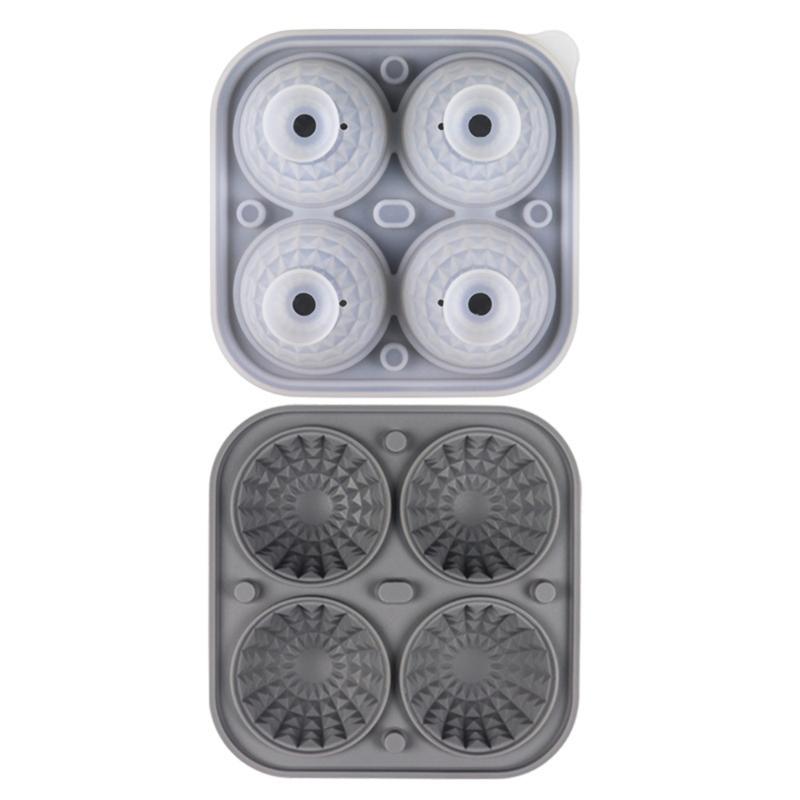 Ice Cube Tray for Freezers 4 Grid Silicone Molds Square Round Ice Makered for Whiskeys Cocktails Bar Tool Easy To Release