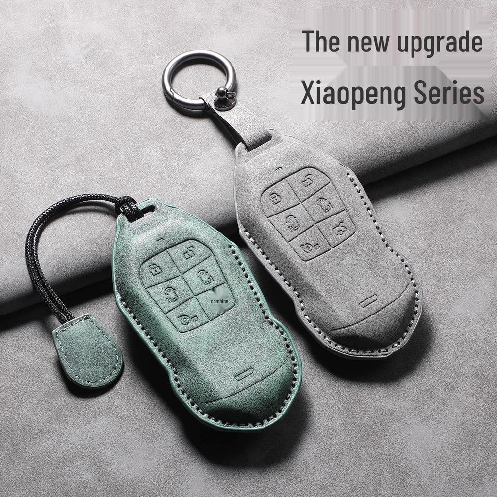 2026 Xiaopeng X9 Cowhide Key Case with Buckle Keychain