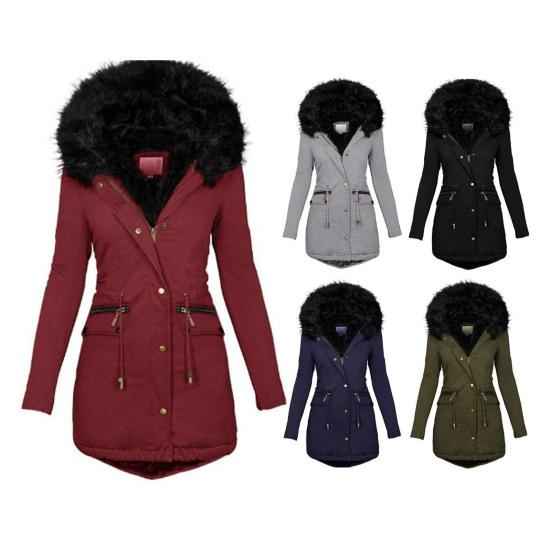 Long Winter Coat for Women Fleece Lined Warm Puffer Jacket Hooded Thicken Parka Overcoat