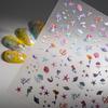 Cute Colour Ocean Nail Art Stickers 3D Relief Summer Starfish Seashell Nail Decals Decoration Nail Charm Nail Art Supplies