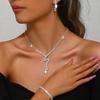 Women's Jewelry Set Necklace Earrings Bracelet Zircon Collarbone Chain Elegant Silver Tone Gift