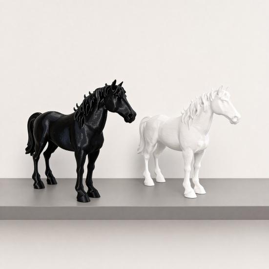 Pferdestatue, 3D-gedruckte realistische Pferdeskulptur, Sammler-Tierskulptur, Feng Shui Ornamente für Heim- und Büro-Schreibtischdekoration