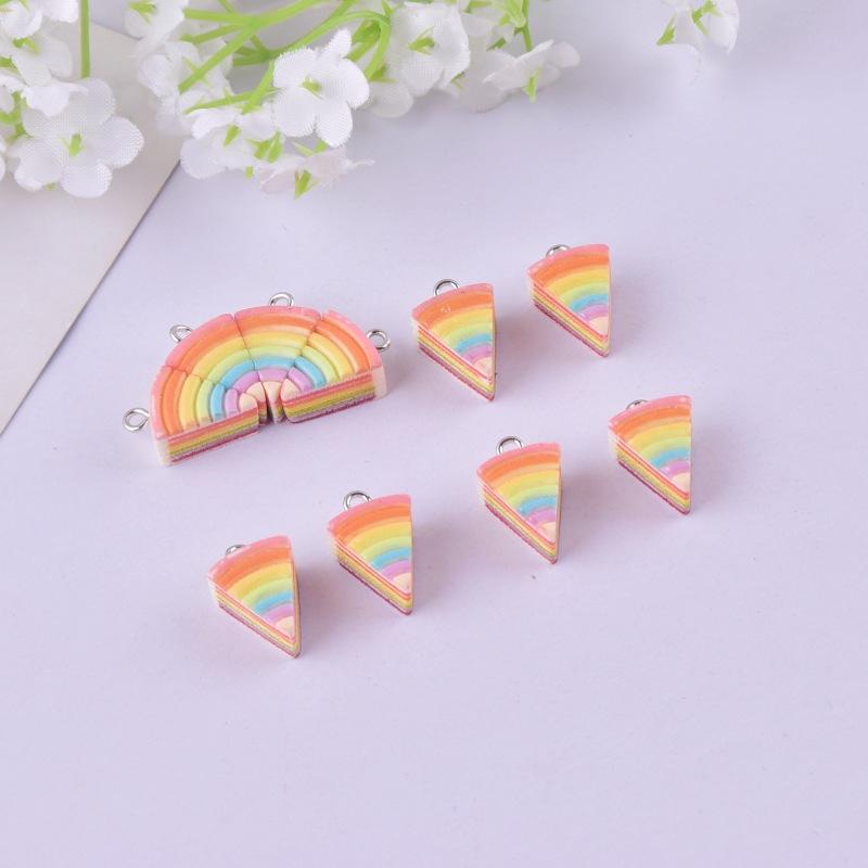 

10Pcs Resin Simulation Miniature Food Dessert Rainbow Mousse Cake DIY Doll House Decoration DIY Decor Necklace Bracelet Charm