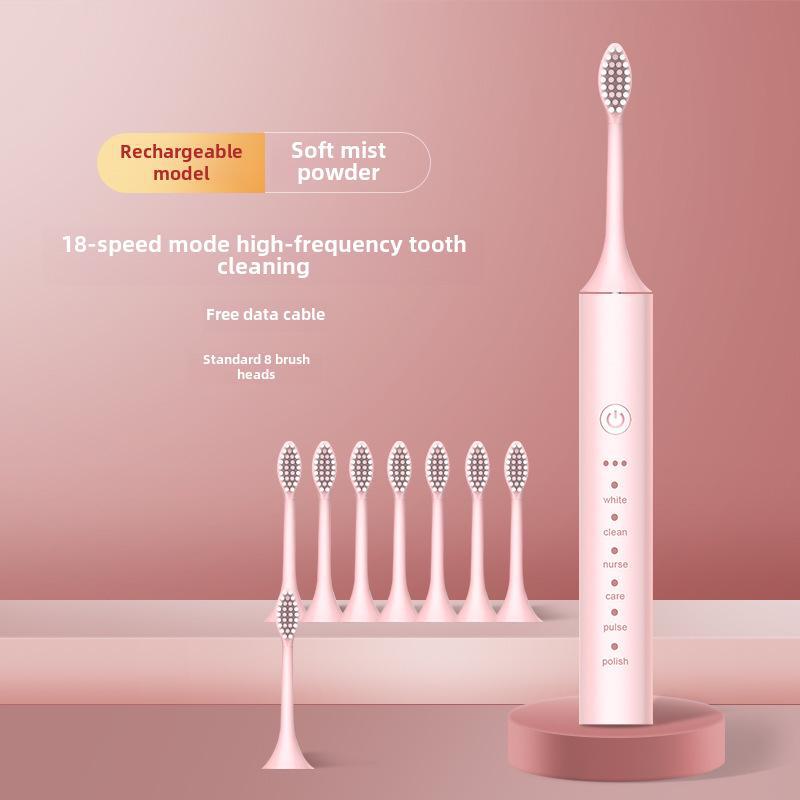 Unisex Rechargeable Ultrasonic Toothbrush with Soft Bristles for Travel and Home Use