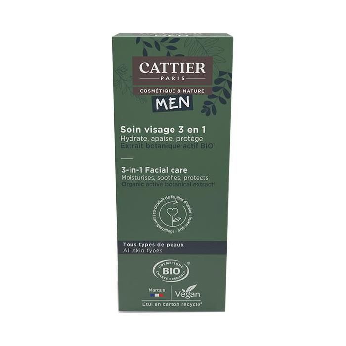 Cattier Men Soin Visage Homme 3 en 1 Bio 50ml
